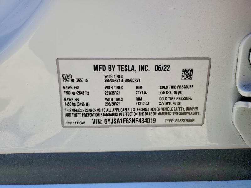 2022 TESLA MODEL S 13