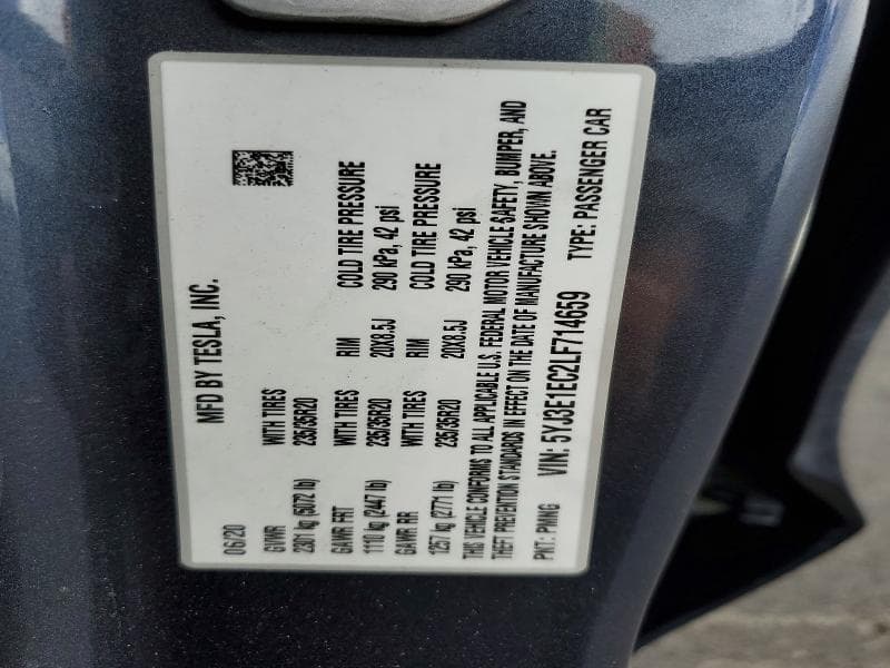 2020 TESLA MODEL 3 12