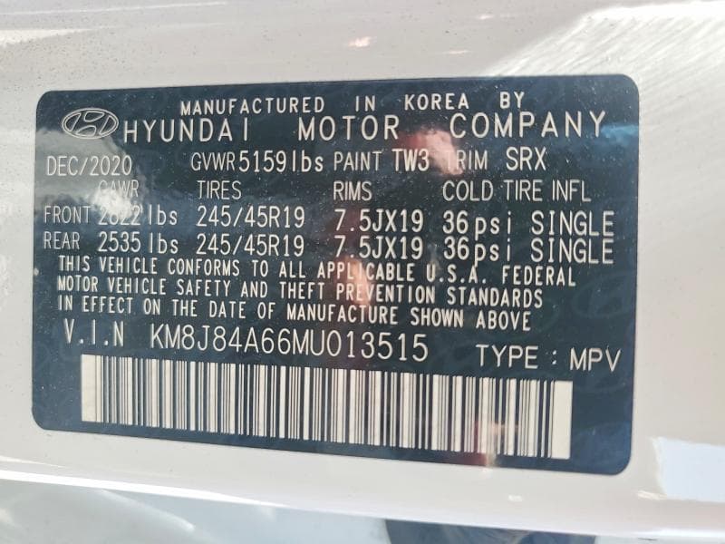 2021 HYUNDAI NEXO LIMITED LIMITED 12