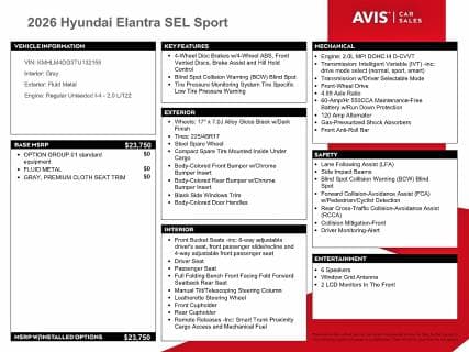 2026 HYUNDAI ELANTRA SEL SPORT 12