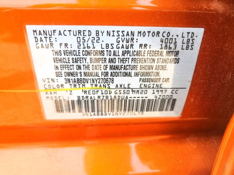 2022 NISSAN SENTRA SR 12