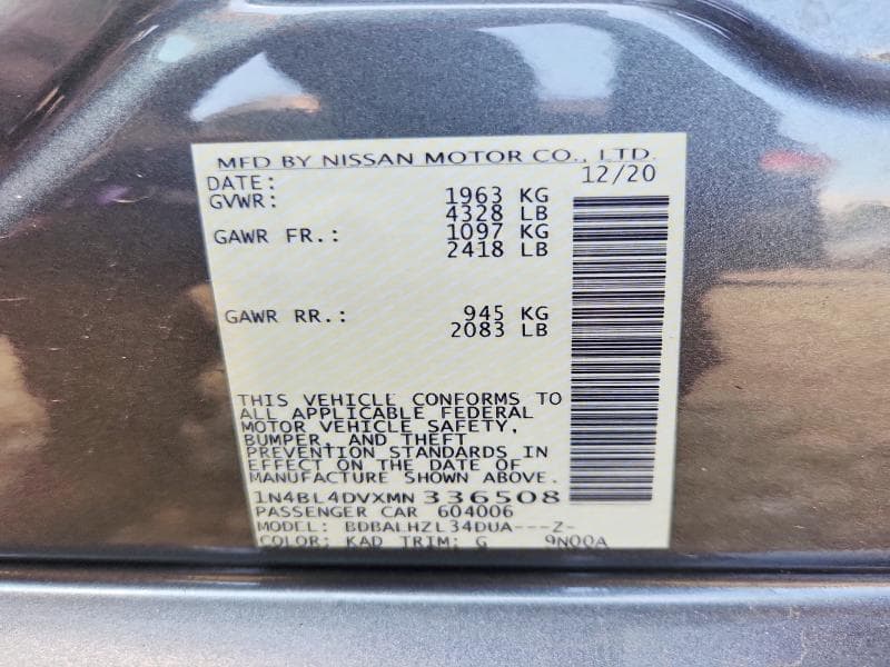 2021 NISSAN ALTIMA SV 13