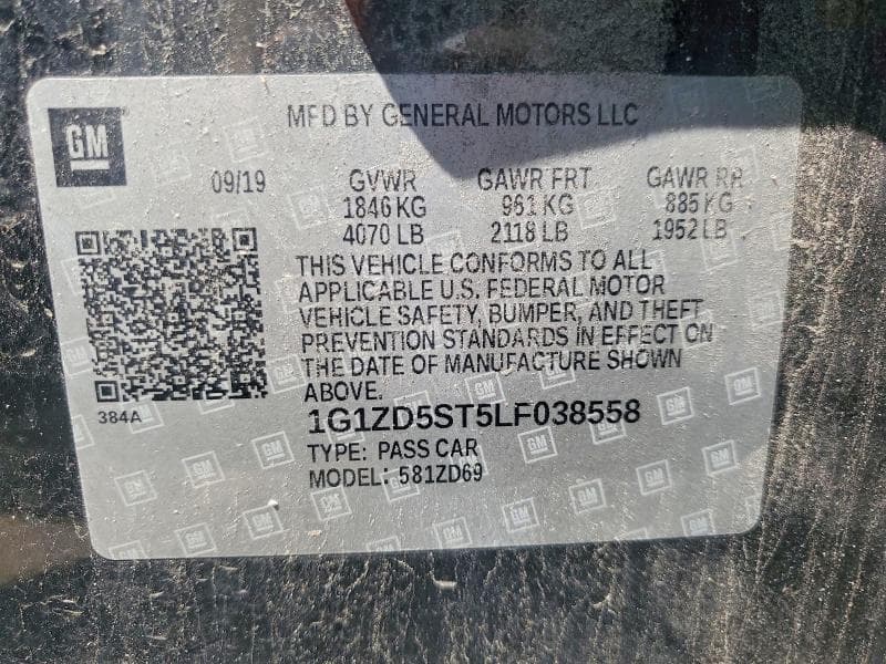 2020 CHEVROLET MALIBU LT LT 12