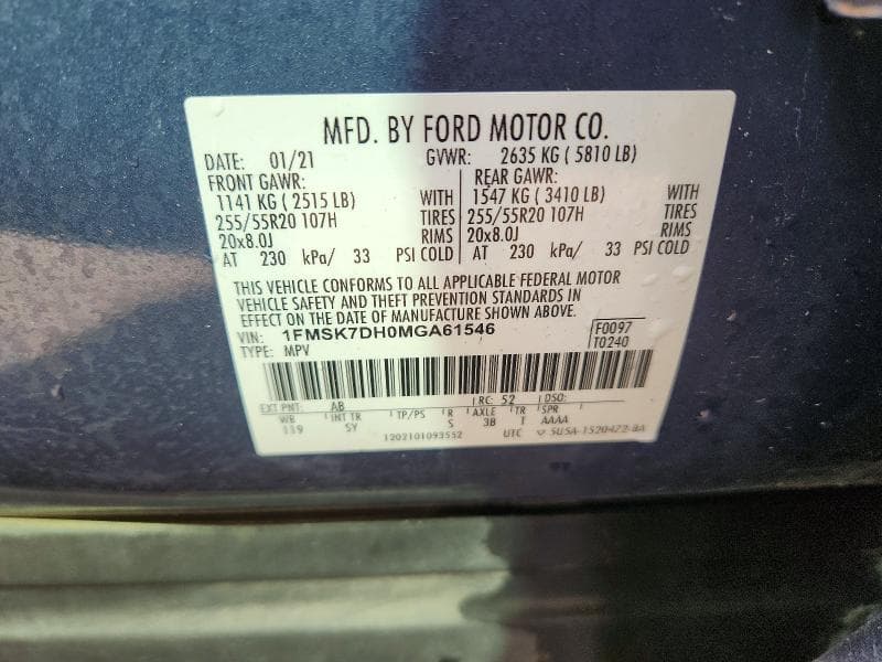 2021 FORD EXPLORER XLT 12