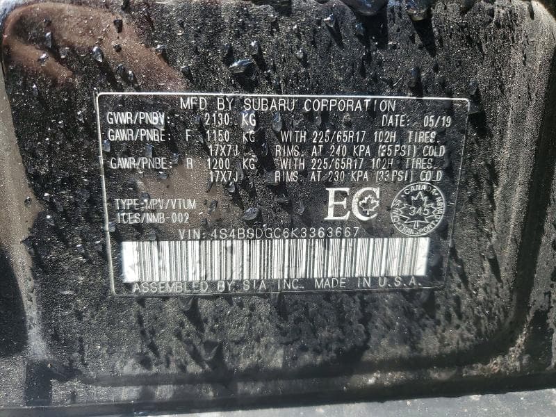 2019 SUBARU OUTBACK 2.5I PREMIUM 2.5I PREMIUM 13
