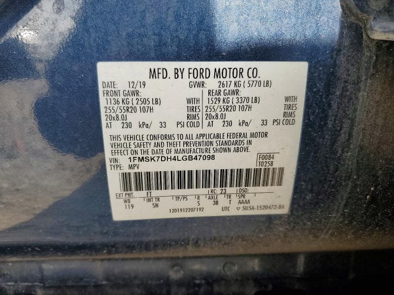 2020 FORD EXPLORER XLT 14