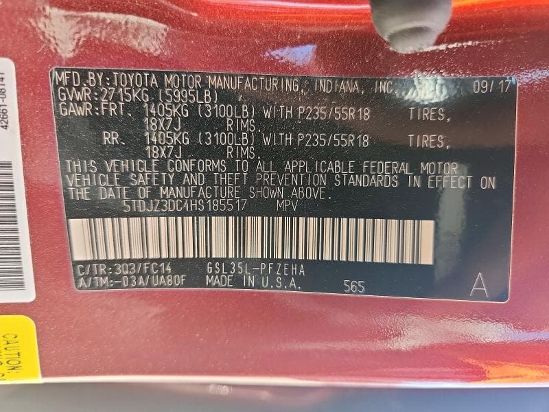 2017 TOYOTA SIENNA LE 14