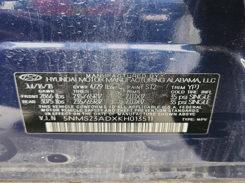 2019 HYUNDAI SANTA FE SE 13