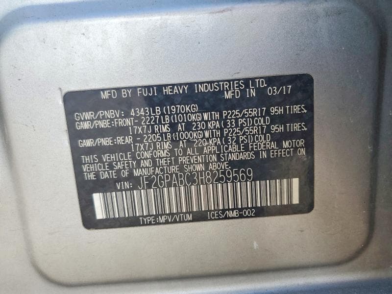 2017 SUBARU CROSSTREK PREMIUM PREMIUM 12