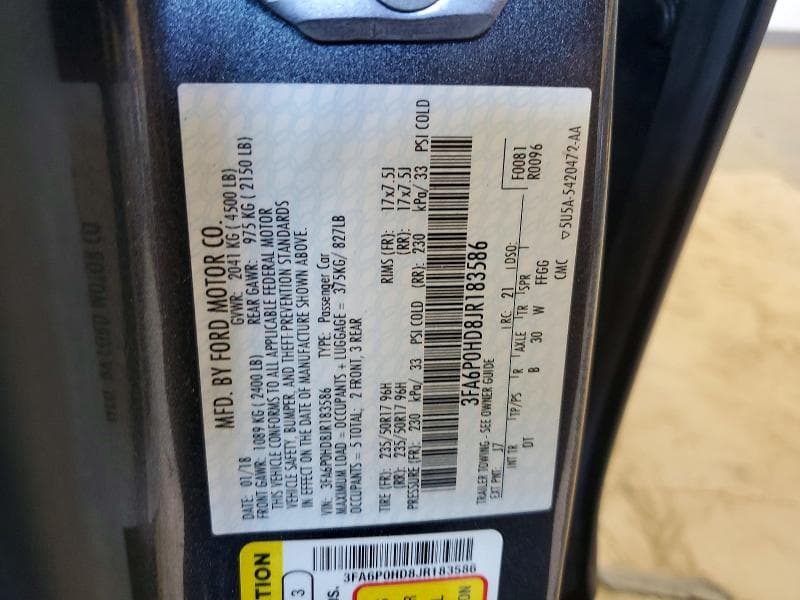 2018 FORD FUSION SE SE 12