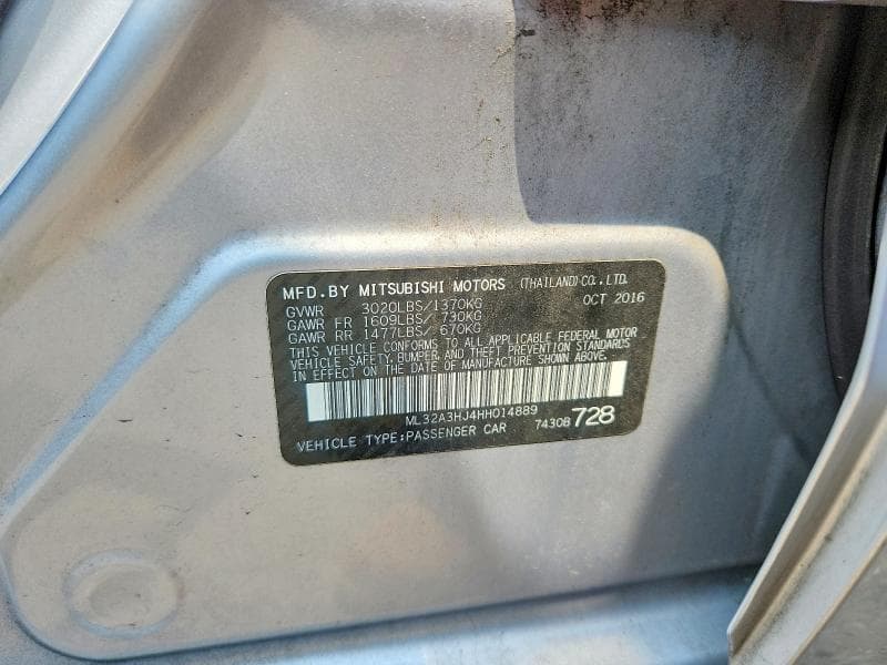 2017 MITSUBISHI MIRAGE ES 12