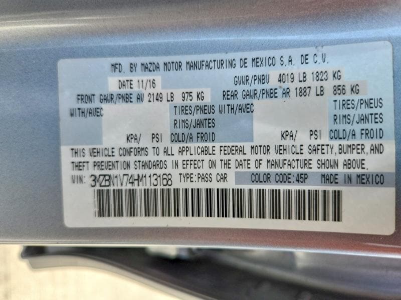 2017 MAZDA 3 TOURING 12