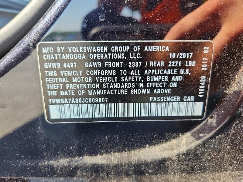 2018 VOLKSWAGEN PASSAT SE SE 12
