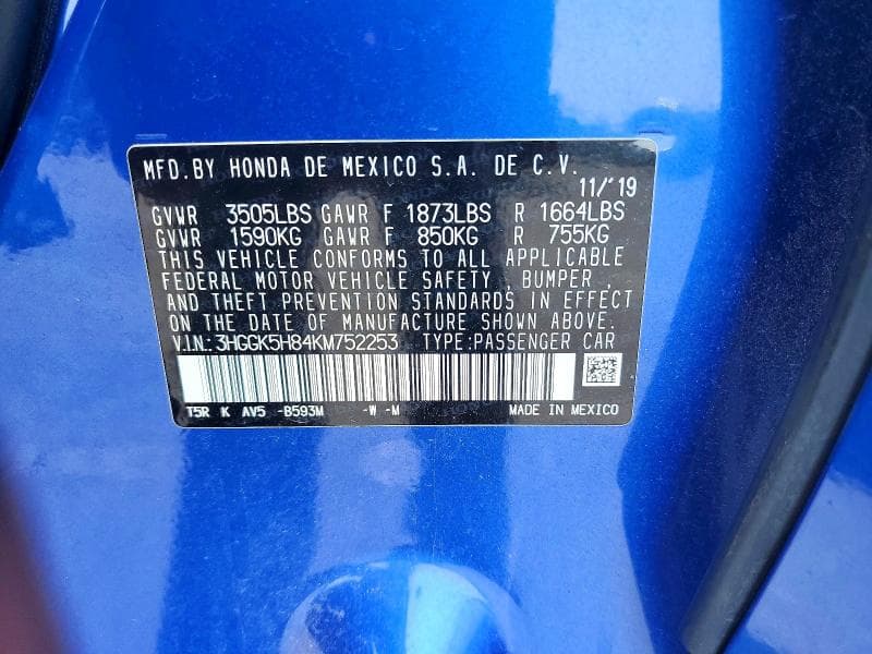 2019 HONDA FIT EX EX 13
