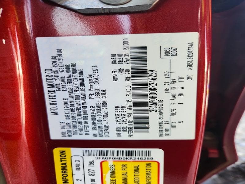 2019 FORD FUSION SE 12