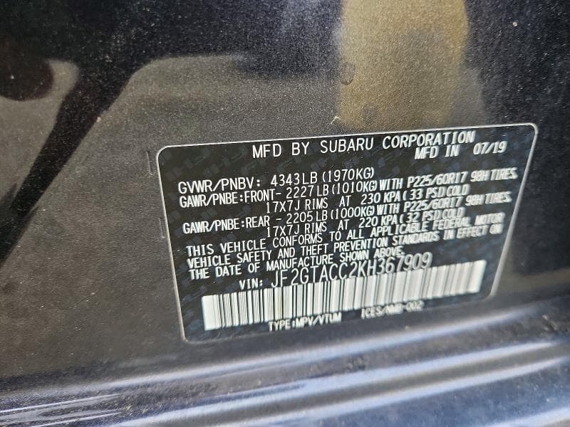 2019 SUBARU CROSSTREK PREMIUM 13
