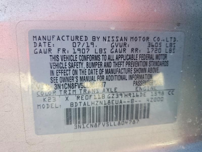 2020 NISSAN VERSA SR 13