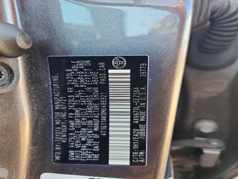 2021 TOYOTA CAMRY SE 13