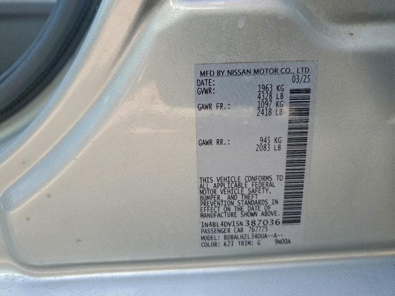 2025 NISSAN ALTIMA SV 12