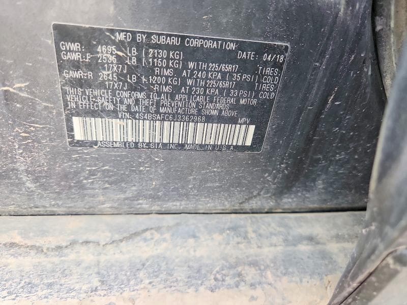 2018 SUBARU OUTBACK 2.5I PREMIUM 12