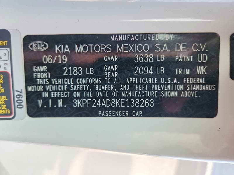 2019 KIA FORTE FE 12