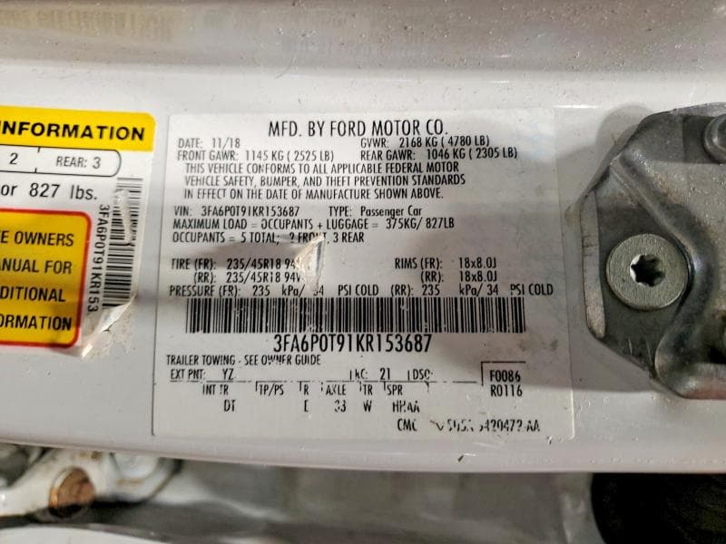 2019 FORD FUSION SE 13