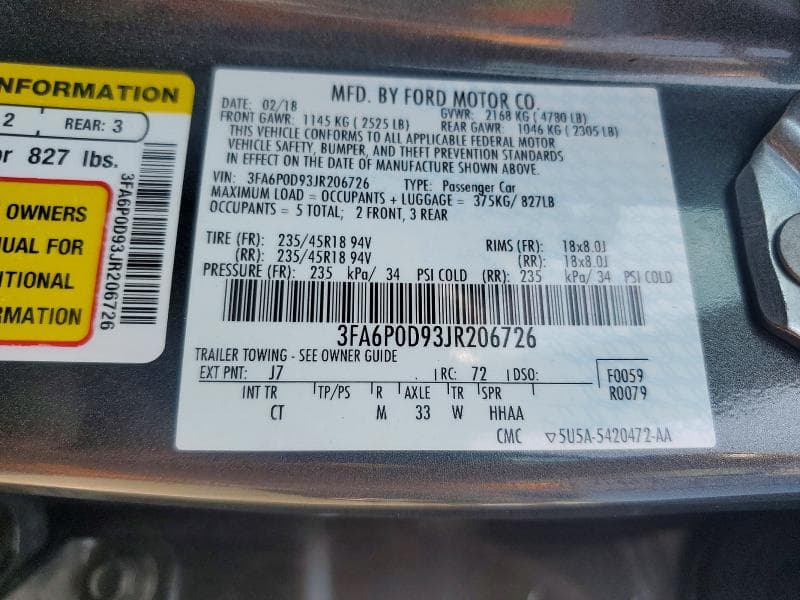 2018 FORD FUSION TITANIUM/PLATINUM 13