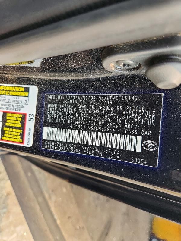 2019 TOYOTA CAMRY XSE 12
