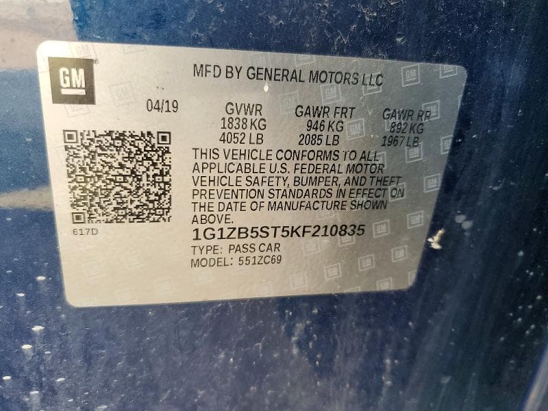 2019 CHEVROLET MALIBU LS 12