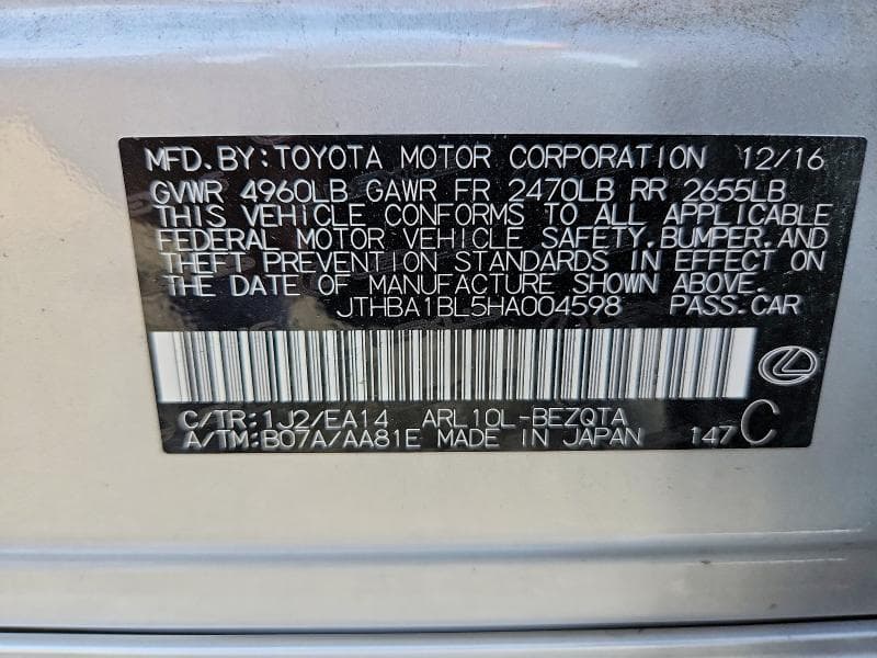 2017 LEXUS GS 200T BASE 13