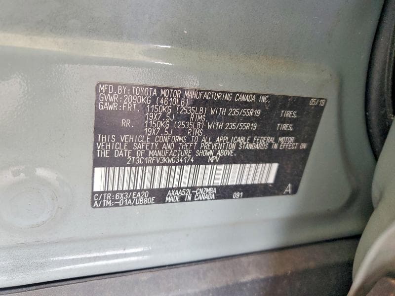 2019 TOYOTA RAV4 XLE PREMIUM 12