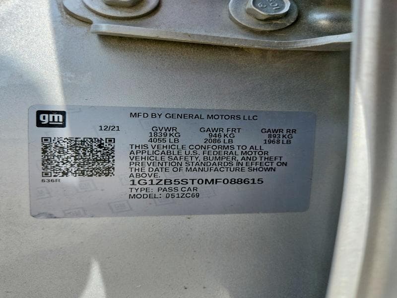 2021 CHEVROLET MALIBU LS 12