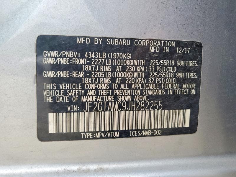 2018 SUBARU CROSSTREK LIMITED 12