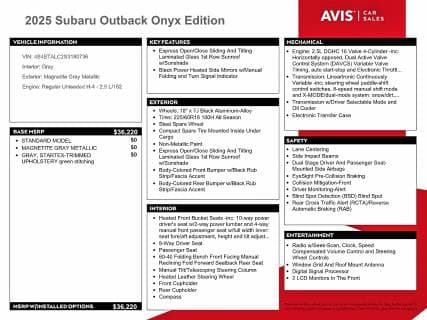2025 SUBARU OUTBACK ONYX EDITION 13