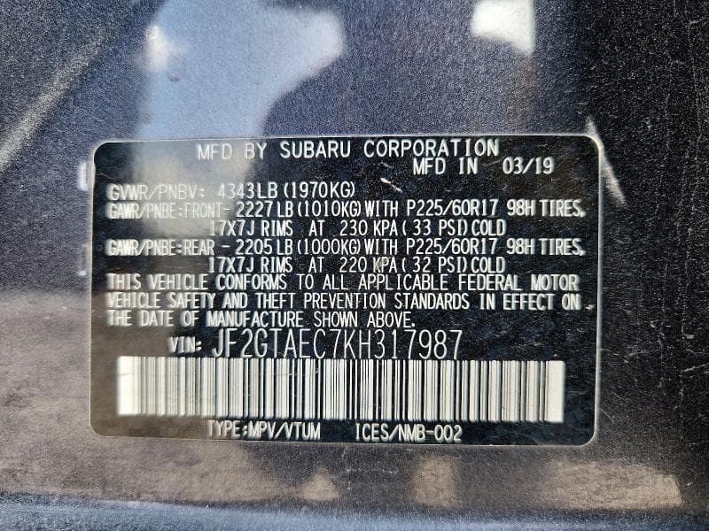 2019 SUBARU CROSSTREK PREMIUM 14