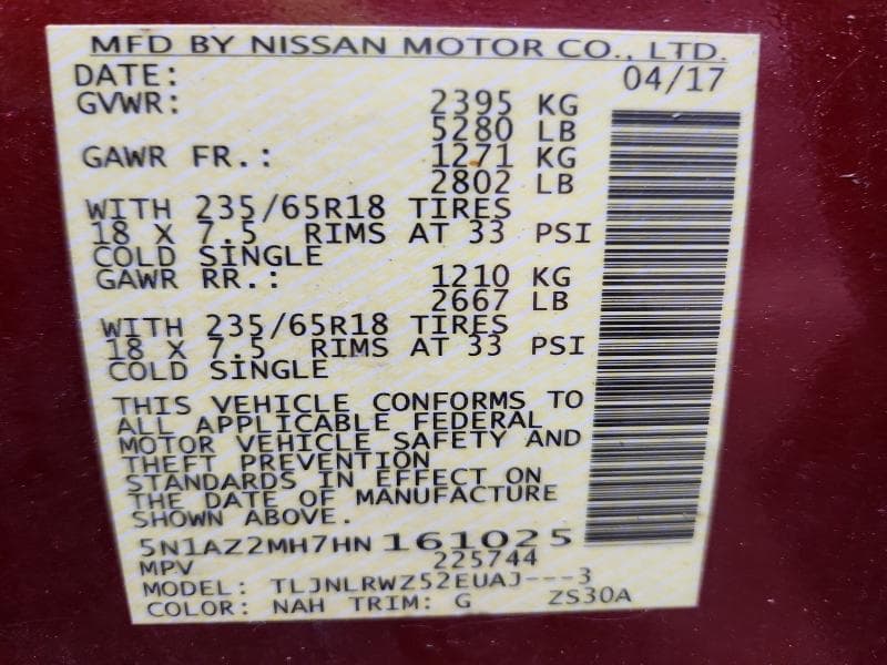 2017 NISSAN MURANO SL SL 13
