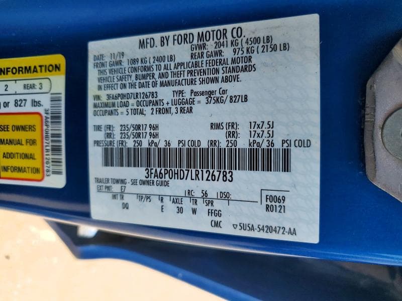 2020 FORD FUSION SE 12