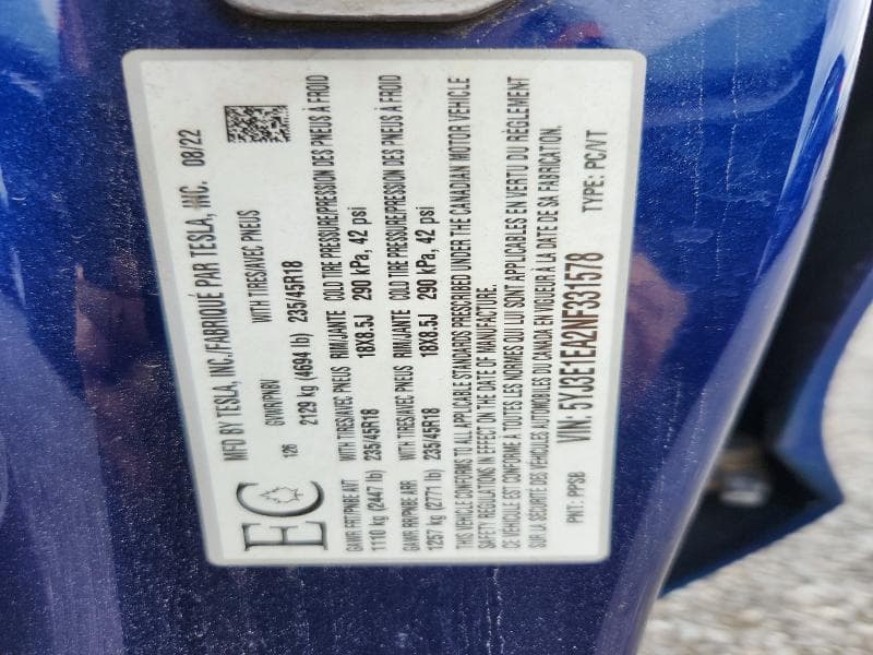 2022 TESLA MODEL 3 13