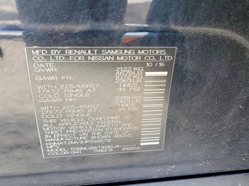 2017 NISSAN ROGUE SV 13