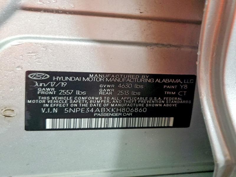 2019 HYUNDAI SONATA LIMITED TURBO 12