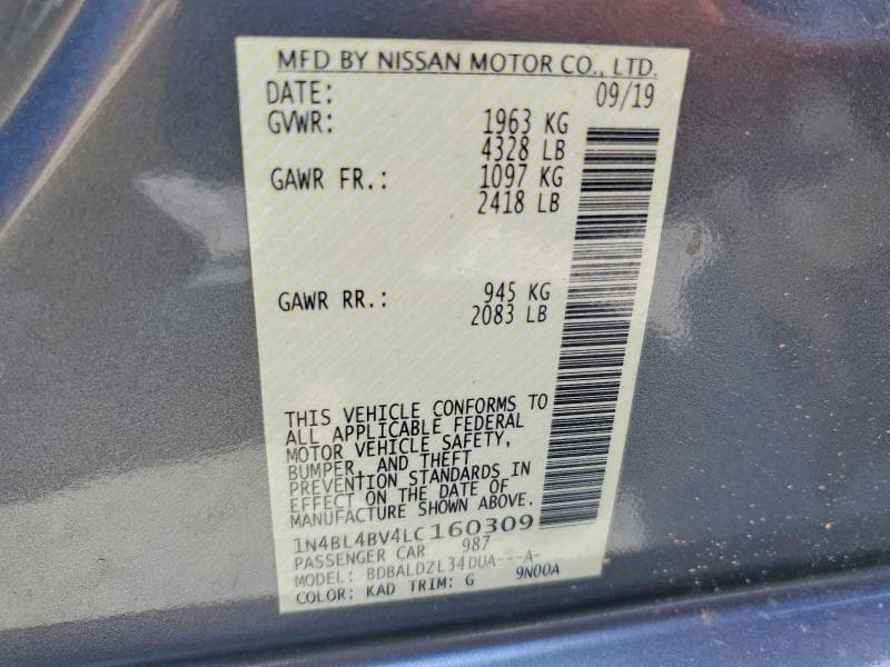 2020 NISSAN ALTIMA S S 13