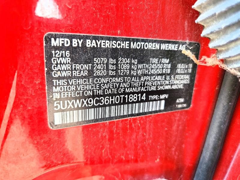 2017 BMW X3 XDRIVE28I XDRIVE28I 12