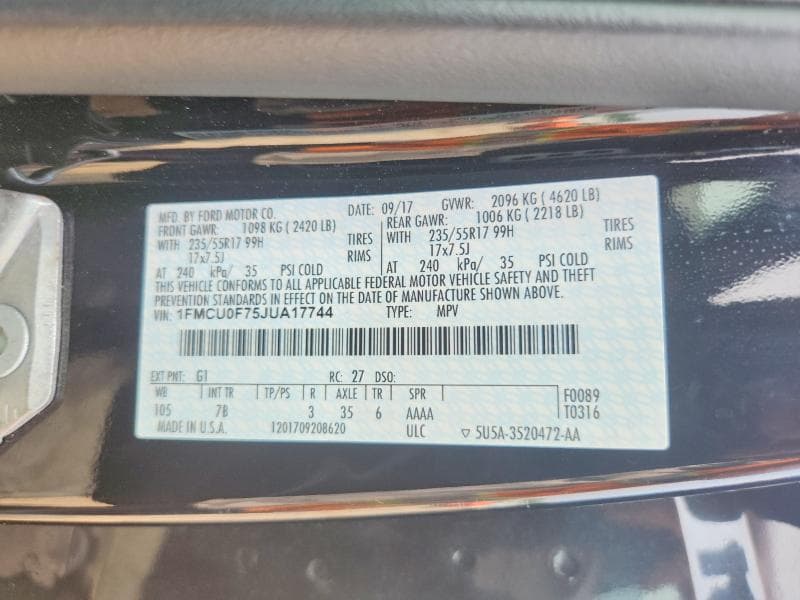 2018 FORD ESCAPE S 14