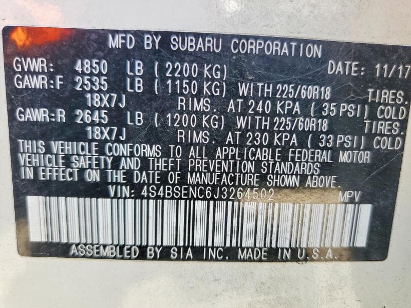 2018 SUBARU OUTBACK 3.6R LIMITED 13