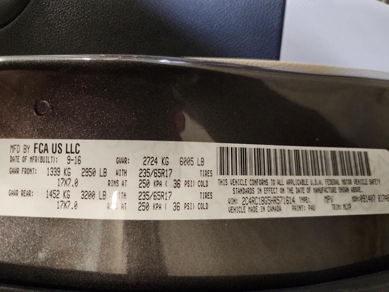 2017 CHRYSLER PACIFICA TOURING L 13
