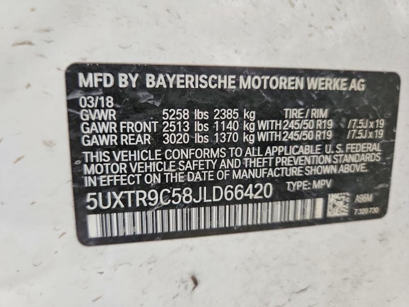 2018 BMW X3 XDRIVE30I 12
