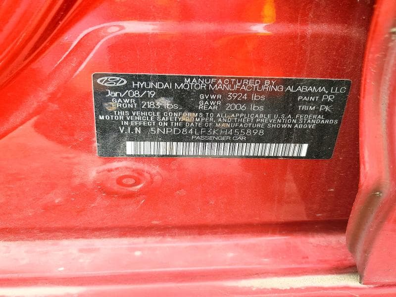 2019 HYUNDAI ELANTRA LIMITED 12