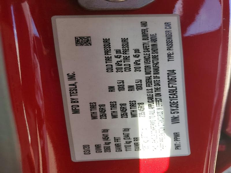 2020 TESLA MODEL 3 12