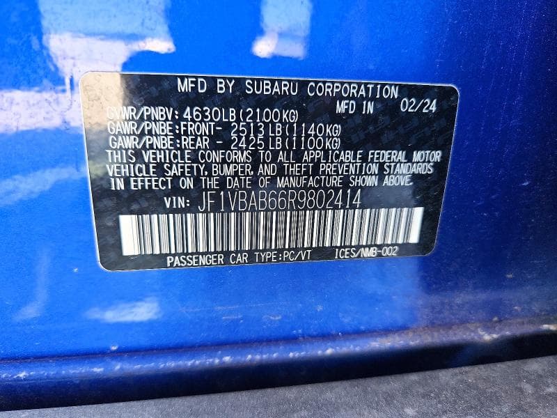 2024 SUBARU WRX 12
