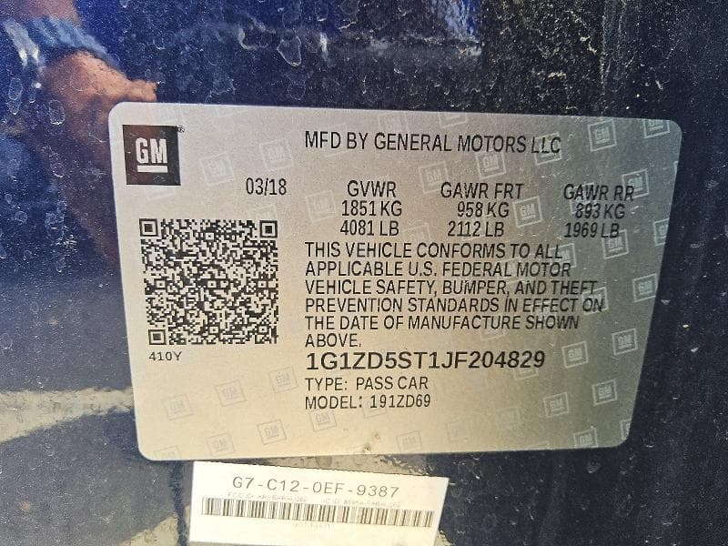 2018 CHEVROLET MALIBU LT 12